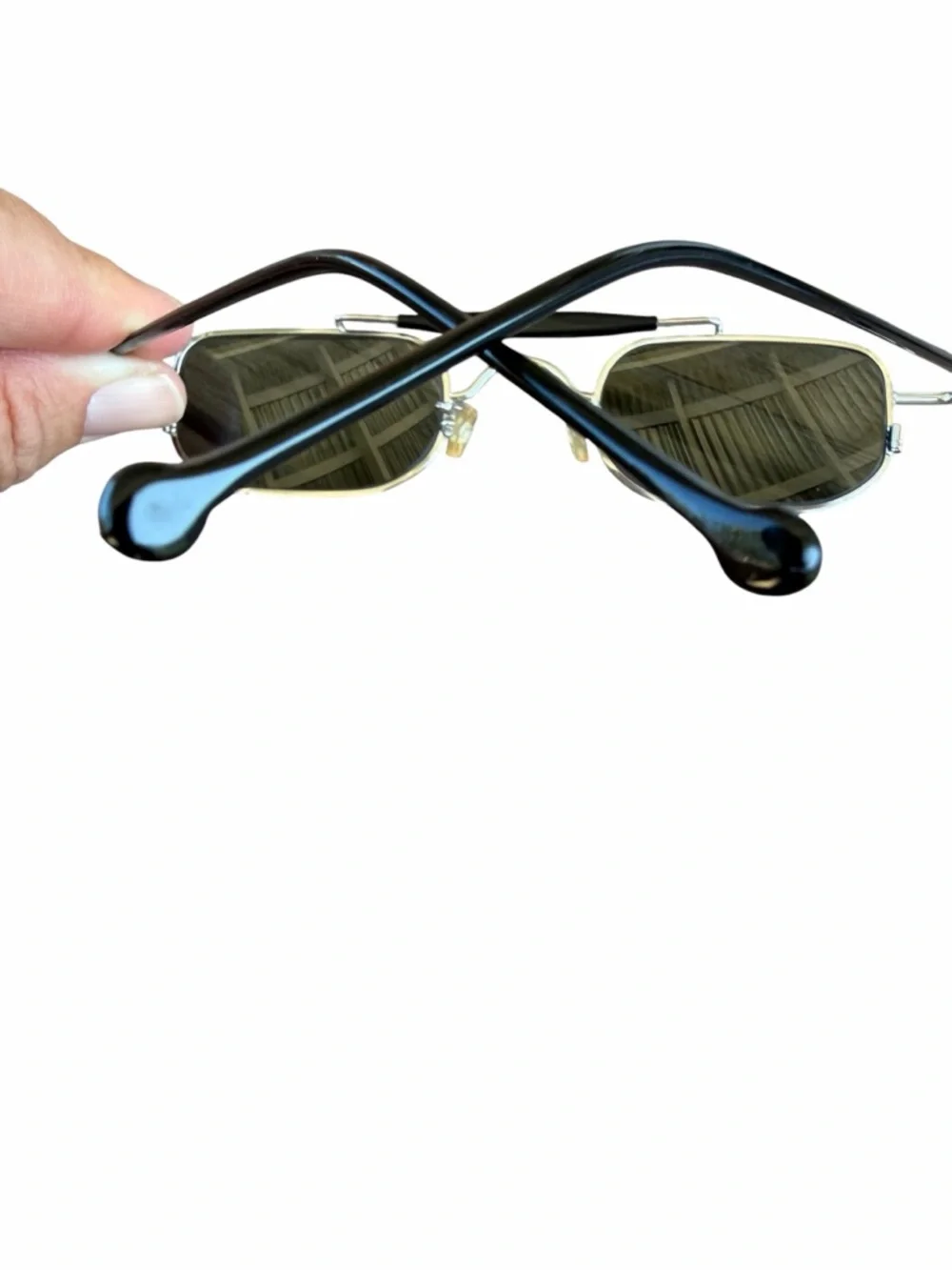 VTG l.a. Eyeworks Pine 405 Silver Black Low Profile Wire Sunglasses Artsy GUC